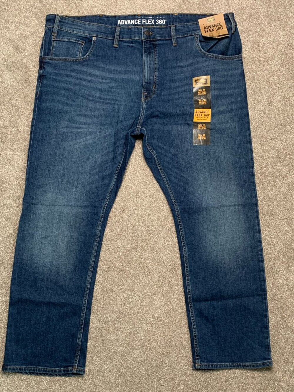 NWTThe Foundry SupplyCo. Dark Blue Relaxed Straight Flex Denim Jeans Size 50X30